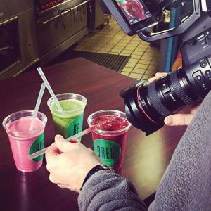A camera crew from Phantom Gourmet shot images of Bred Gourmet’s signature smoothies last week.